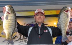 Check out these shoal bass: Clint Brownlee of Tifton, Ga., caught 19 pounds of these rare bass today for second place.