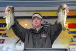 Local pro Frank Jordan of Bainbridge, Ga., was one of only two pros to stay in the top 10 from yesterday. His four-bass catch of 11 pounds, 14 ounces helped him move from 9th to 5th on day two.