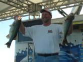 Co-angler Steve Lindner is second after day one on Lake Amistad with 21 pounds, 8 ounces.