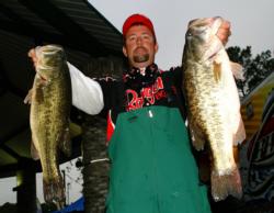 Pro Russell Cecil of Willis, Texas, holds down the fifth-place position with five bass weighing 20-11.