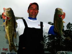 Pro Gary Vining of Morgan City, La., is in second with 15 bass weighing 51-5.