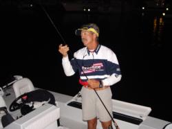 The predawn moments found Roger Crafton - first place with parnter John Ochs - rigging rods for their victory campaign.