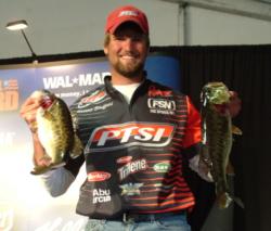 Spencer Shuffield is in third place in the Co-angler Division. Shuffield caught a limit on day one that weighed 10-14.