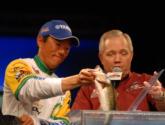 BP pro Shinichi Fukae of Mineola, Texas, holds down the fourth spot with five bass for 9 pounds, 4 ounces.