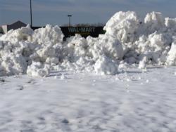 Like most businesses throughout Mountain Home, the local Wal-Mart saw mounds of plowed snow lining its parking lot.