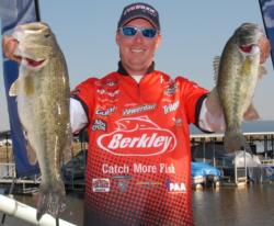 Berkley pro Glenn Browne of Ocala, Fla., holds down the fifth place position with five bass for 17 pounds, 2 ounces.