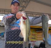 Keith Combs of Del Rio, Texas, improved to third by bringing in 12 pounds, 12 ounces on day two for a two-day total of 32 pounds, 2 ounces.