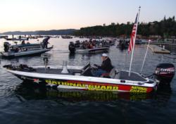 The National Guard tournament boat eases through the check-out line to position for the day two take off.