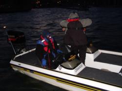 At the morning launch, anglers were barely recognizable under layers of warm clothing.