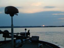 Waiting for takeoff, the sun appears on the horizon on the first morning of the Lake Wheeler FLW Series event.