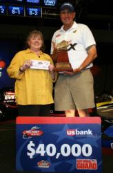 Co-angler winner David Hudson celebrates with his wife Deborah who recently overcame a bout with colon cancer.