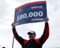 Pro Kelly Klemm of Wheaton, Minn., was awareded $80,000 for his FLW Walleye Tour win on Lake Sharpe in Pierre, S.D. 