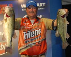 Berkley pro Sam Newby of Pocola, Okla., moved to second place on day two thanks to his day-two catch of 12 pounds, 1 ounce for a total of 25 pounds, 8 ounces.