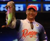 Co-angler Gregory Auzenne of Panama City, Fla., finished runner-up with three bass weighing 7 pounds, 6 ounces worth $10,000.