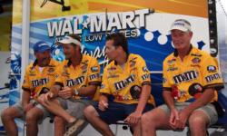Team M&M's  takes their turn on the hot seat while they wait for the final two teams to weigh their catches.