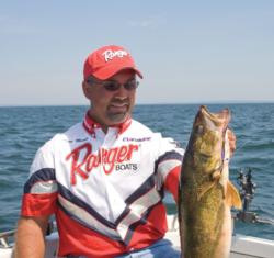 Ranger pro Troy Morris of Bismark, N.D., uses bottom bouncers to search structures for walleyes.