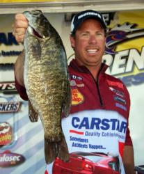 Fifth place pro Derek Strub shows off a beautiful smallmouth.