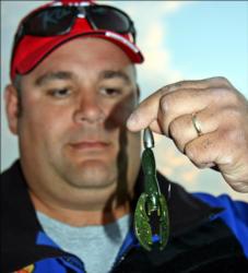 Co-angler leader Lynn Baciuska will spend most of day two flipping his Texas-rigged Packer Craw.