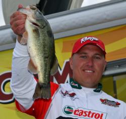 Fishing a protected cove off the main river, Brian Stack worked his way into the third place spot.