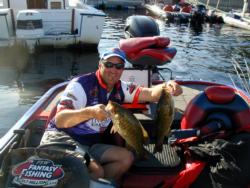 These day-two Lake Champlain smallies were the right size, but Dave Andrews needed three more of them.