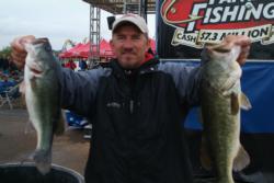 Mike Iloski used nice bass like these to leap from fifth place into second place. He trails the leader by just under 4 pounds heading into day three.