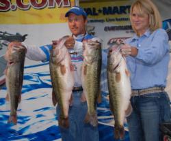In addition to having a once-in-a-lifetime week on Falcon Lake, Terry Bolton got a big surprise from his lovely wife Pam who flew all the way from Jonesboro, Ark., to join him on stage during the final weigh-in on day three and celebrate his 38-15 catch.