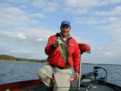 This nice largemouth grabbed the custom-colored Netters Chub on the third practice day at Clarks Hill for Dave Andrews.