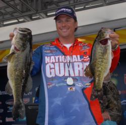 National Guard pro Scott Martin of Clewiston, Fla., caught his best limit of the week, 21 pounds, 10 ounces, today to move into third place with a three-day total of 53 pounds, 4 ounces.
