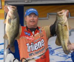 Berkley pro Sam Newby of Pocola, Okla., got some attention with a 25-pound, 5-ounce catch on day two to move into fourth with a two-day total of 44 pounds, 11 ounces.