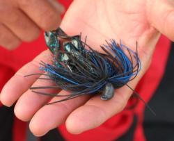 John Tanner hopes to coax a kicker with this Talon jig tipped with a Berkley Chigger Craw.