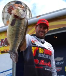 Matt Newman caught the biggest bass, this 8-12 beauty, and limit in the Pro Division on day two at Clear Lake to rocket from 69th place to seventh. 