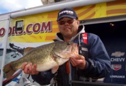 Michael Hong caught the day-two Folgers Big Bass in the Co-angler Division at Clear Lake.
