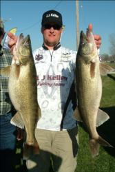 Individual fish are not weighed at this tournament, but these two monster walleyes caught by Brian Keller of Winneconne, Wis. were surely among the biggest weighed on Day 1 of the Walmart FLW Walleye Tour season opener on Lake Erie.