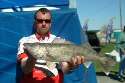 Rick Franklin of Bemidji, Minn. is in second place with 60 pounds, 10 ounces. He finished fifth here last year.