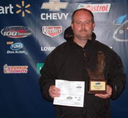 Darrin Moore of Nixa, Mo., earned $2,232 as the co-angler winner of the April 18 BFL Ozark Division event.