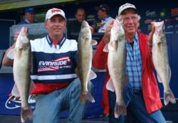 Pro Randy Stevens and co-angler David Hosek caught five walleyes Wednesday that weighed 26 pounds even.