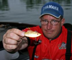 After whacking a quick limit on day two with a Rat-L-Trap, co-angler leader Brian Somrek will stick with his lipless crankbait today.
