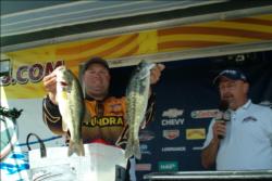 Michael Tuck of Antelope, Calif. is in third place with 10 pounds, 15 ounces.