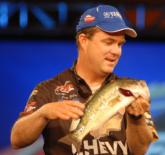 Chevy pro Jay Yelas of Corvallis, Ore., rounds out the top five pros in the Walmart Open with three bass weighing 8 pounds, 3 ounces.