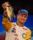 BP pro Ray Scheide of Dover, Ark., is in fourth place with five bass weighing 8 pounds, 13 ounces.