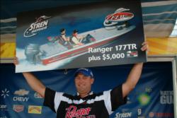 Winner of the co-angler division at the Stren Series Texas Division tournament on Lake Amistad is Chris Hults of Vancleave, Miss. with 44 pounds, 3 ounces, good for a new Ranger boat and trailer.