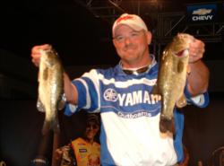 Adam Wagner of Cookeville, Tenn., leads the $1 million Walmart Bass Fishing League All-American presented by Chevy on the Mississippi River after day two with 10 bass weighing a total of 25 pounds, 3 ounces.