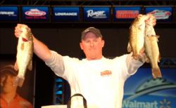 Boater Steve Wagner of New Kent, Va., is currently in second place with a total of nine bass weighing 19-6.