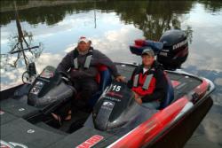 All-American leaders Adam Wagner, the boater at left, and co-angler Dickson Adams will fish the final day in the No. 1 boat.