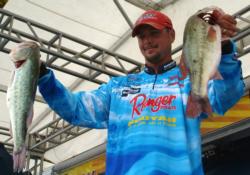 After finishing fourth at the Walmart Open on Beaver Lake, pro Jason Christie is in second place at Kentucky and Barkley lakes.