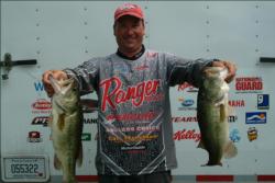 Mike Hicks of Goochland, Va. is third in the pro division with 37 pounds, 8 ounces. 