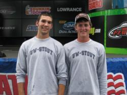 The University of Wisconsin-Stout team of Jeremy Anibas of Colfax, Wisc., and Ryan Helke of Menomonie, Wisc., finished in second place overall at the FLW College Fishing event at the Detroit River.