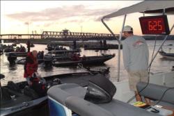 Stren Series anglers go through boat check before heading out onto the open waters of the Mississippi River.