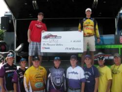 Pictured are the top five Central Division teams from the National Guard FLW College Fishing tournament on the Mississippi River.