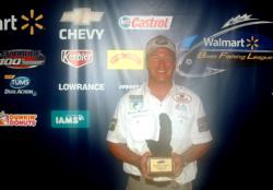 Jerrod Steward of Paris, Ky., earned $2,200 as the co-angler winner of the Sept. 19-20 BFL Music City Division event.
